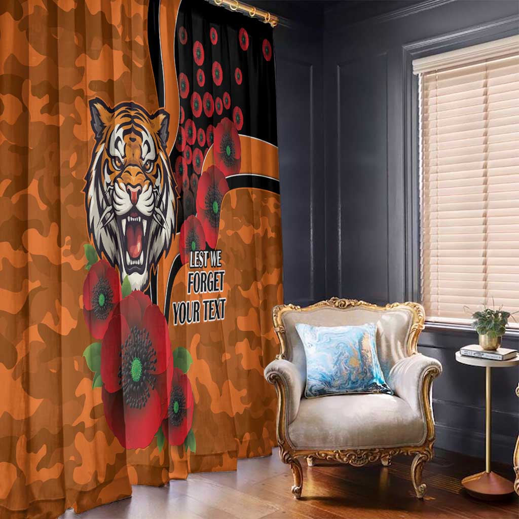 Wests Tigers ANZAC Personalised Window Curtain Lest We Forget Poppy Camo