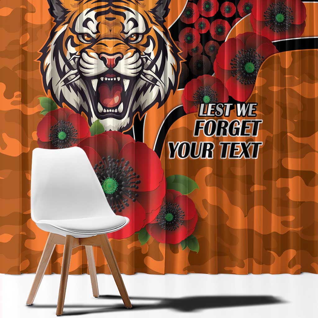 Wests Tigers ANZAC Personalised Window Curtain Lest We Forget Poppy Camo