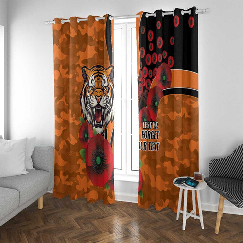 Wests Tigers ANZAC Personalised Window Curtain Lest We Forget Poppy Camo