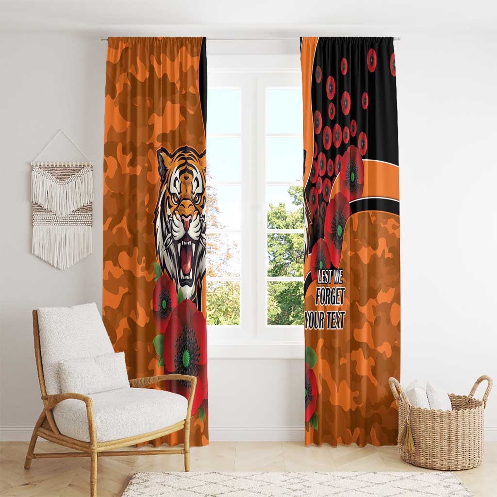 Wests Tigers ANZAC Personalised Window Curtain Lest We Forget Poppy Camo