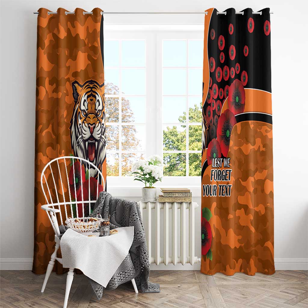 Wests Tigers ANZAC Personalised Window Curtain Lest We Forget Poppy Camo