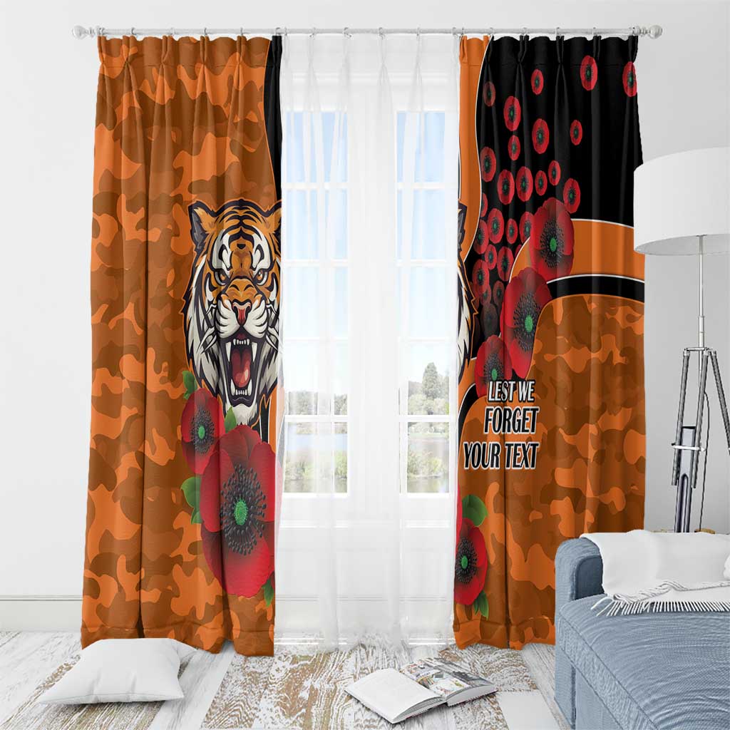 Wests Tigers ANZAC Personalised Window Curtain Lest We Forget Poppy Camo