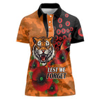 Wests Tigers ANZAC Personalised Women Polo Shirt Lest We Forget Poppy Camo