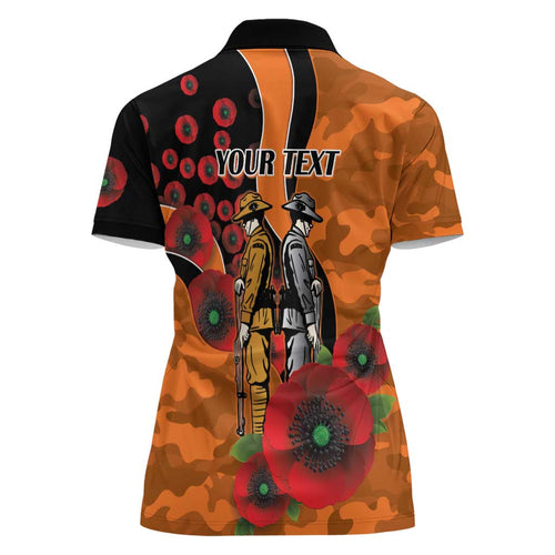 Wests Tigers ANZAC Personalised Women Polo Shirt Lest We Forget Poppy Camo