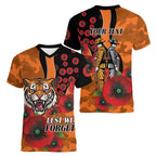 Wests Tigers ANZAC Personalised Women V-Neck T-Shirt Lest We Forget Poppy Camo