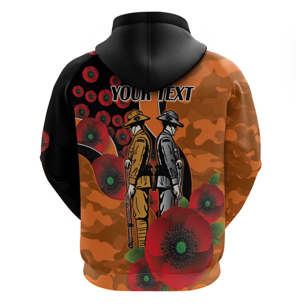 Wests Tigers ANZAC Personalised Zip Hoodie Lest We Forget Poppy Camo