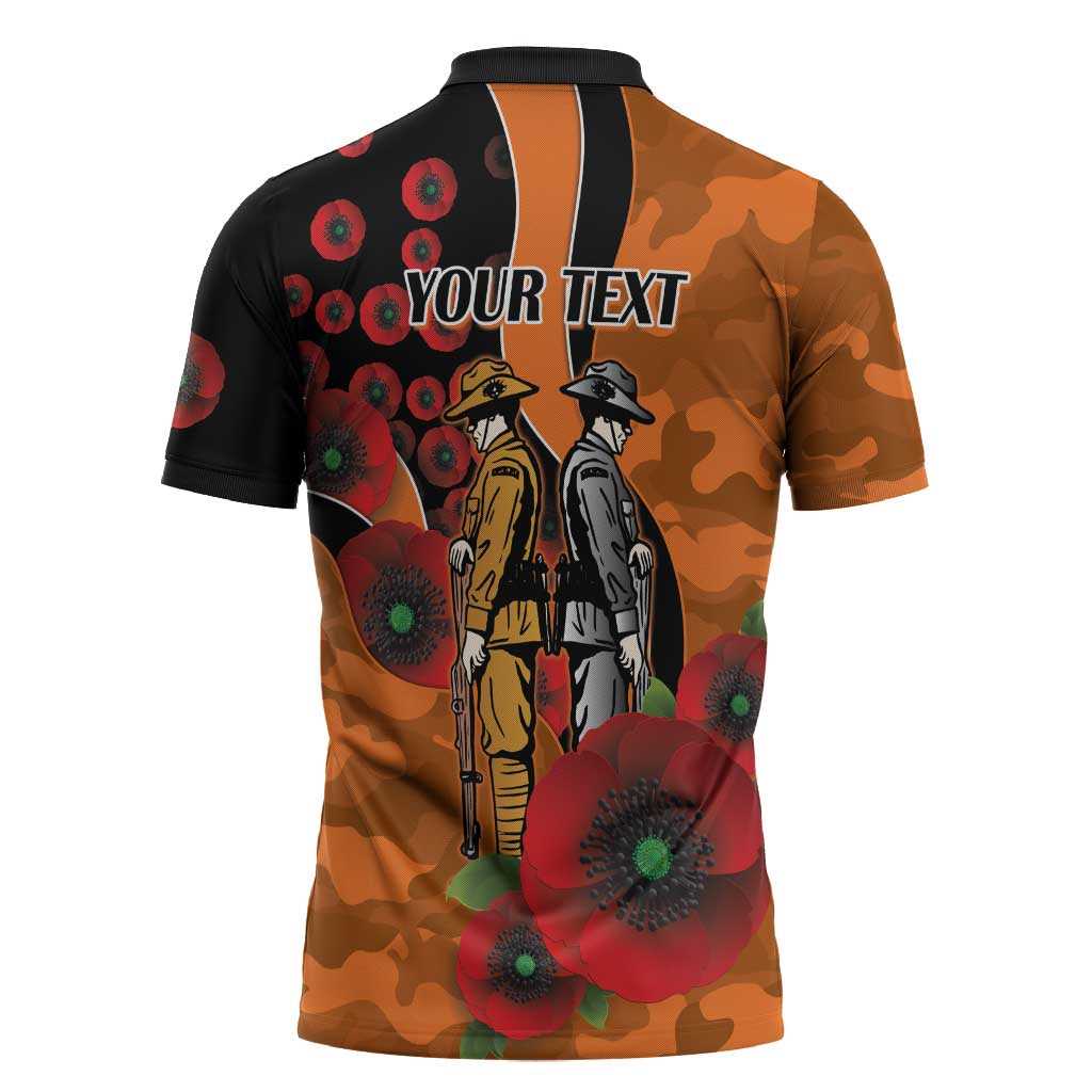 Wests Tigers ANZAC Personalised Zipper Polo Shirt Lest We Forget Poppy Camo