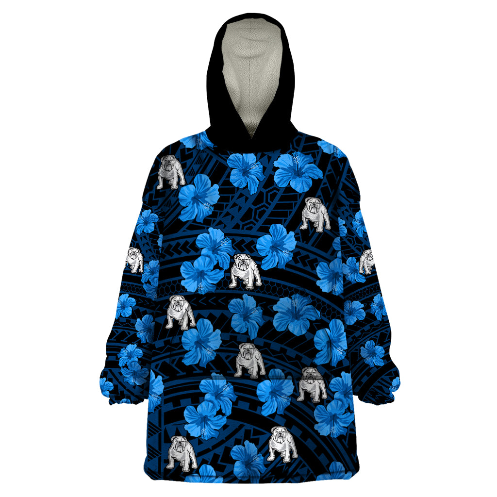bulldogs-rugby-wearable-blanket-hoodie-polynesian-style-with-hibiscus