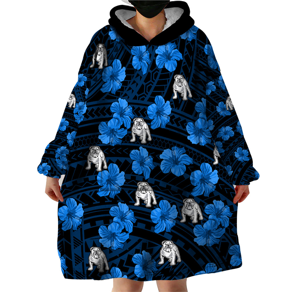 bulldogs-rugby-wearable-blanket-hoodie-polynesian-style-with-hibiscus