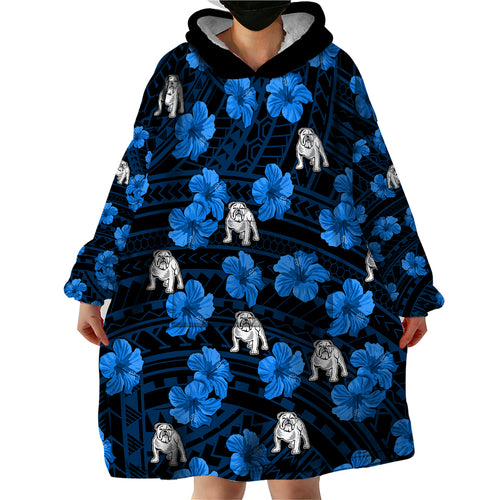 bulldogs-rugby-wearable-blanket-hoodie-polynesian-style-with-hibiscus