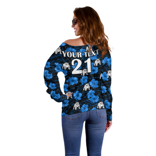 custom-text-and-number-bulldogs-rugby-off-shoulder-sweater-polynesian-style-with-hibiscus