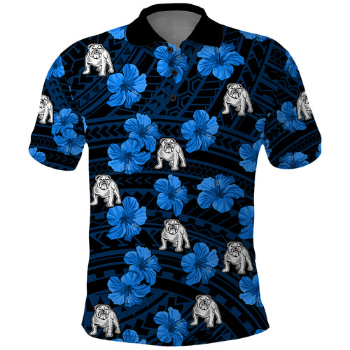 custom-text-and-number-bulldogs-rugby-polo-shirt-polynesian-style-with-hibiscus