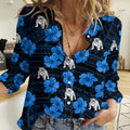 (Custom Text And Number) Bulldogs Rugby Women Casual Shirt Polynesian Style With Hibiscus LT9