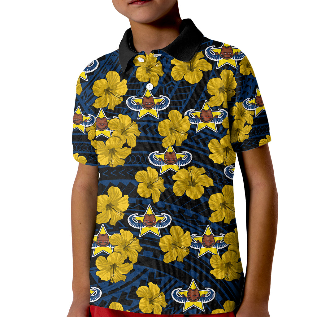 custom-text-and-number-cowboys-rugby-kid-polo-shirt-polynesian-style-with-hibiscus