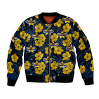 custom-text-and-number-cowboys-rugby-sleeve-zip-bomber-jacket-polynesian-style-with-hibiscus