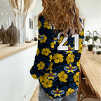 (Custom Text And Number) Cowboys Rugby Women Casual Shirt Polynesian Style With Hibiscus LT9