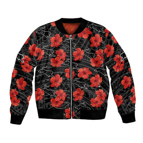custom-text-and-number-panthers-rugby-bomber-jacket-polynesian-style-with-hibiscus