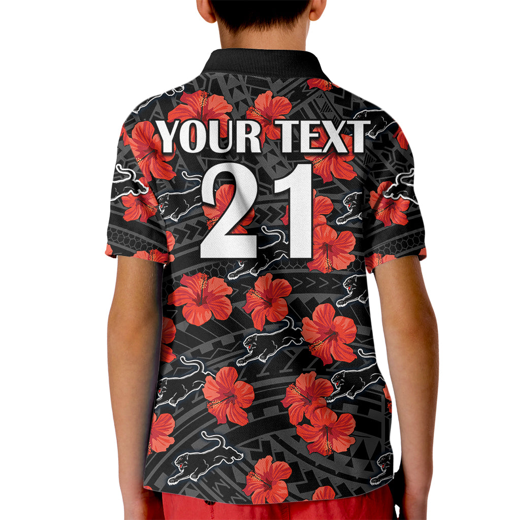 custom-text-and-number-panthers-rugby-kid-polo-shirt-polynesian-style-with-hibiscus