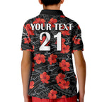 custom-text-and-number-panthers-rugby-kid-polo-shirt-polynesian-style-with-hibiscus