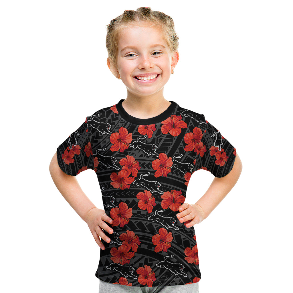 custom-text-and-number-panthers-rugby-kid-t-shirt-polynesian-style-with-hibiscus