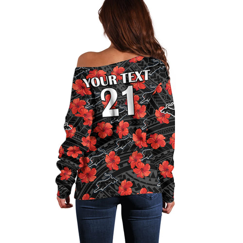 custom-text-and-number-panthers-rugby-off-shoulder-sweater-polynesian-style-with-hibiscus