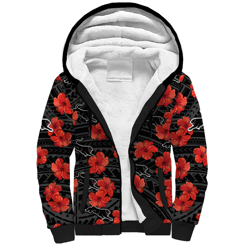 custom-text-and-number-panthers-rugby-sherpa-hoodie-polynesian-style-with-hibiscus