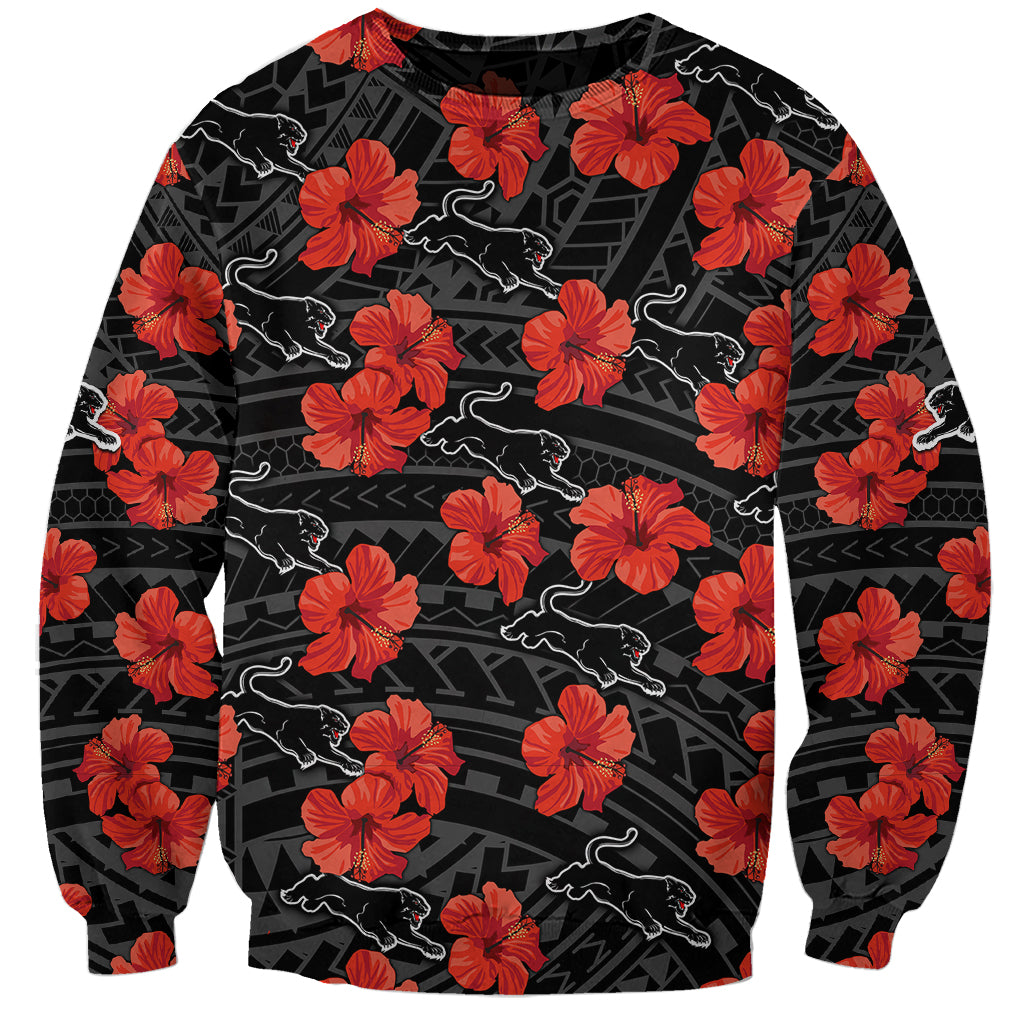 custom-text-and-number-panthers-rugby-sweatshirt-polynesian-style-with-hibiscus