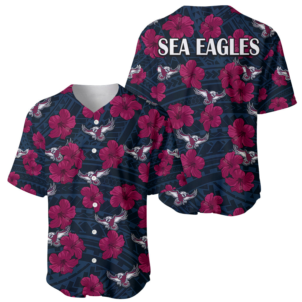 sea-eagles-rugby-baseball-jersey-polynesian-style-with-hibiscus
