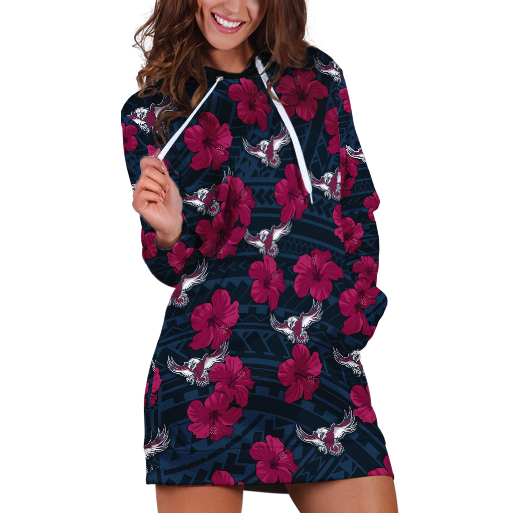 sea-eagles-rugby-hoodie-dress-polynesian-style-with-hibiscus