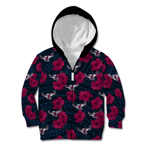 sea-eagles-rugby-kid-hoodie-polynesian-style-with-hibiscus