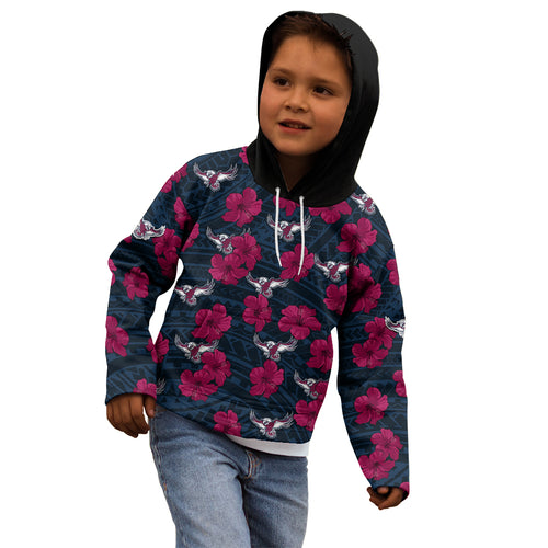 sea-eagles-rugby-kid-hoodie-polynesian-style-with-hibiscus