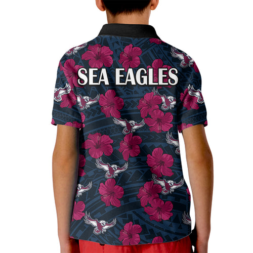sea-eagles-rugby-kid-polo-shirt-polynesian-style-with-hibiscus