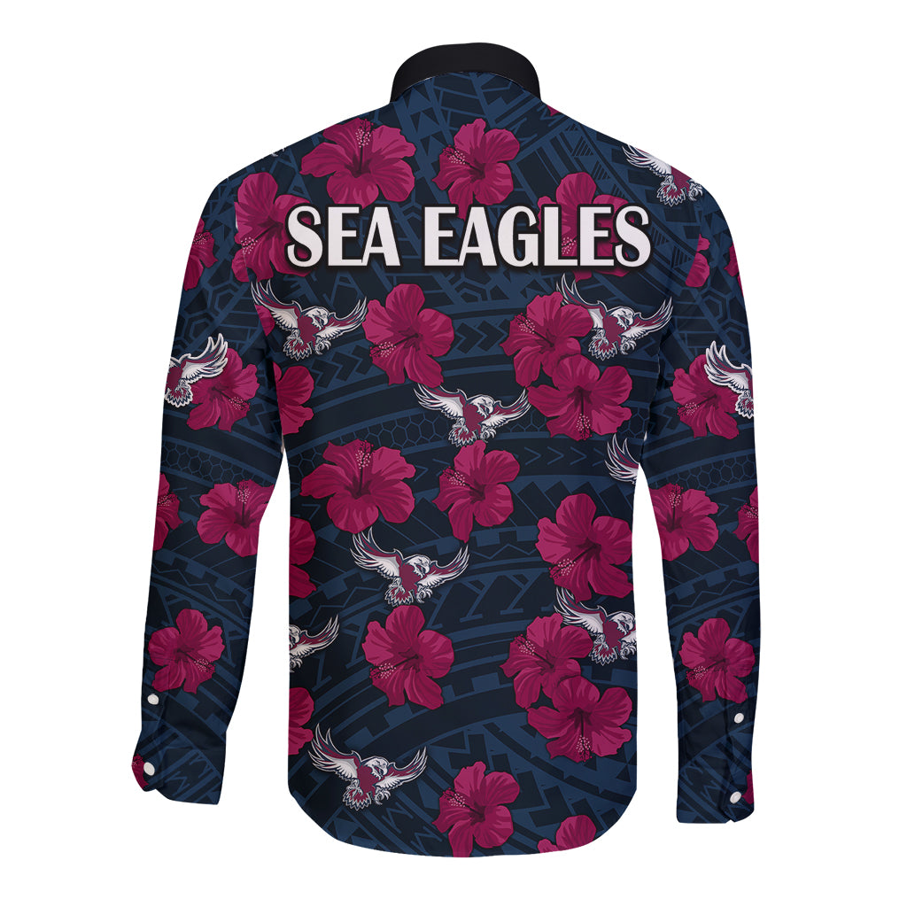 sea-eagles-rugby-long-sleeve-button-shirt-polynesian-style-with-hibiscus