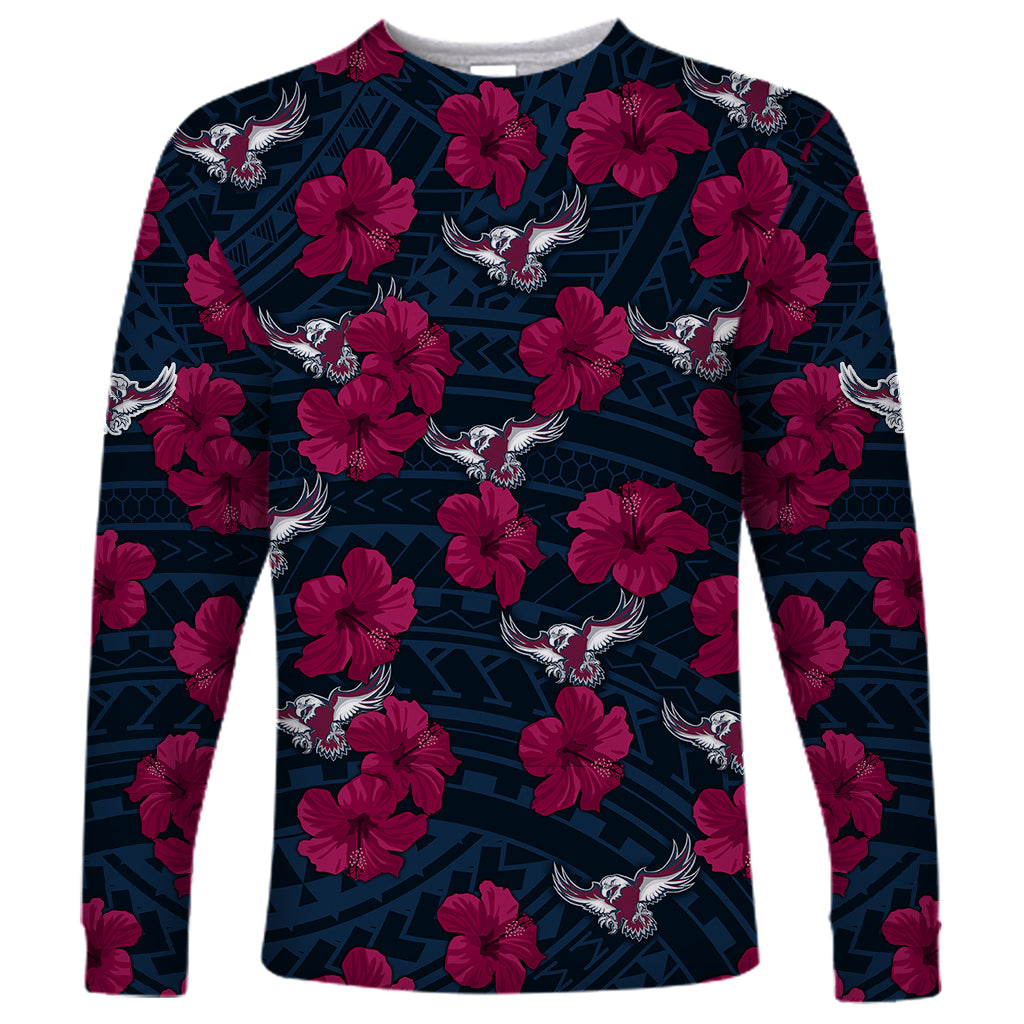 sea-eagles-rugby-long-sleeve-shirt-polynesian-style-with-hibiscus