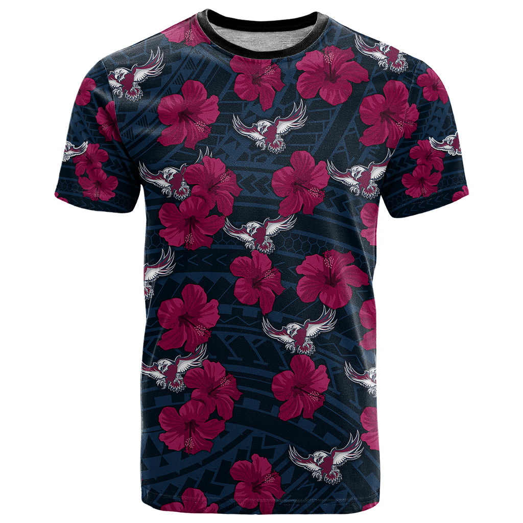 sea-eagles-rugby-t-shirt-polynesian-style-with-hibiscus