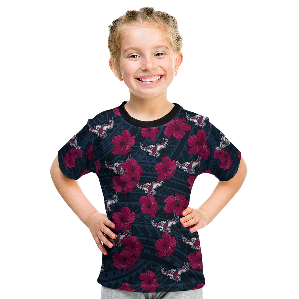 custom-text-and-number-sea-eagles-rugby-kid-t-shirt-polynesian-style-with-hibiscus