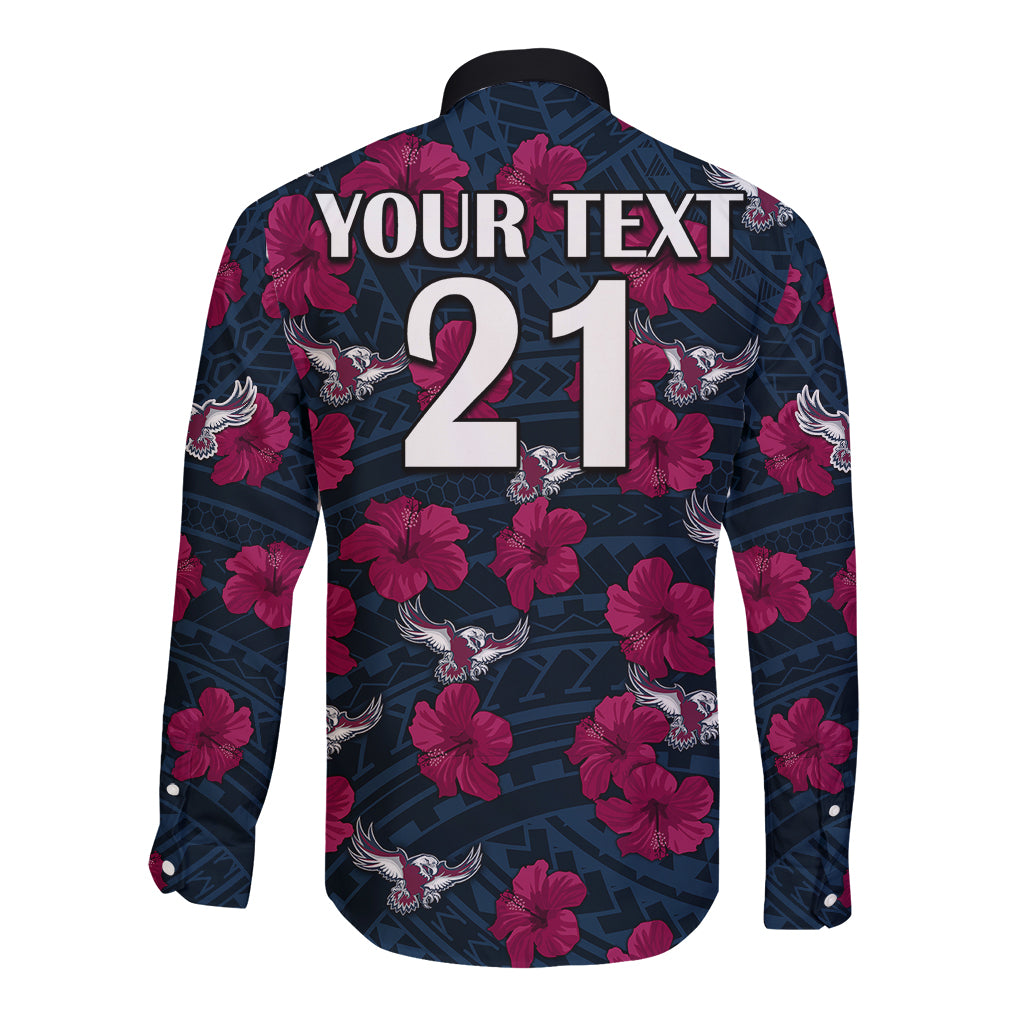 custom-text-and-number-sea-eagles-rugby-long-sleeve-button-shirt-polynesian-style-with-hibiscus