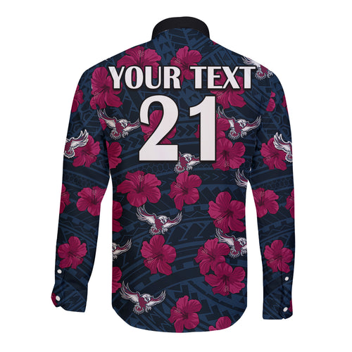 custom-text-and-number-sea-eagles-rugby-long-sleeve-button-shirt-polynesian-style-with-hibiscus