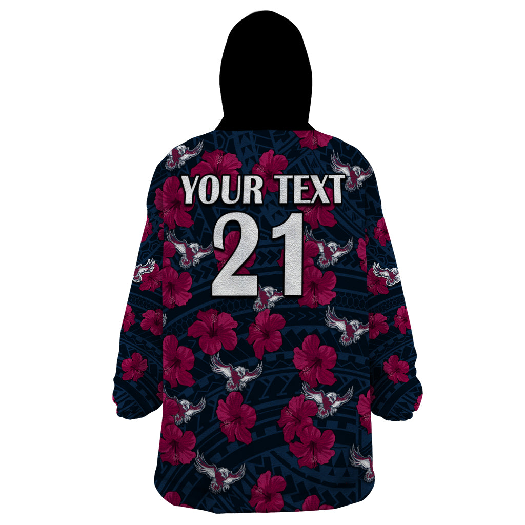 custom-text-and-number-sea-eagles-rugby-wearable-blanket-hoodie-polynesian-style-with-hibiscus