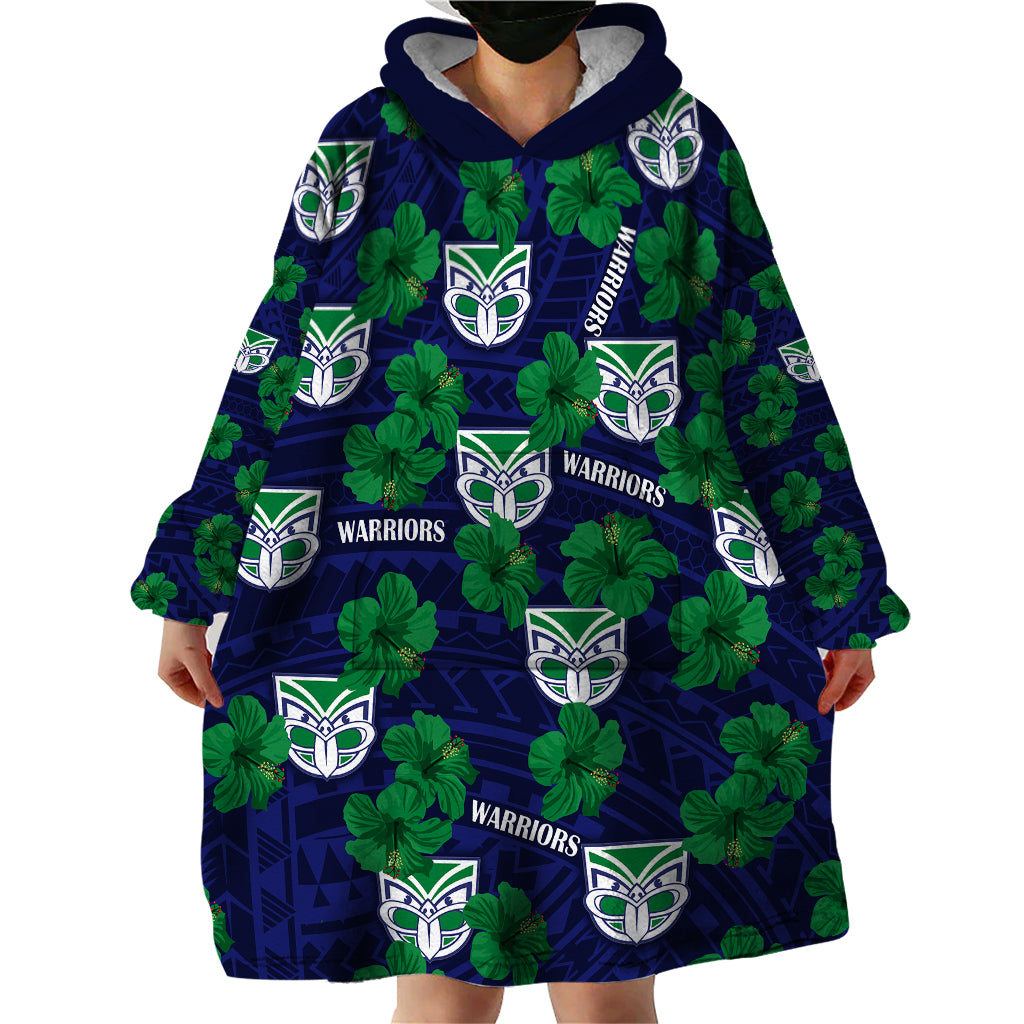 new-zealand-warriors-rugby-wearable-blanket-hoodie-polynesian-style-with-hibiscus
