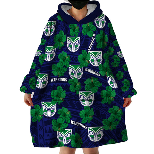 new-zealand-warriors-rugby-wearable-blanket-hoodie-polynesian-style-with-hibiscus