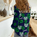 New Zealand Warriors Rugby Women Casual Shirt Polynesian Style With Hibiscus LT9