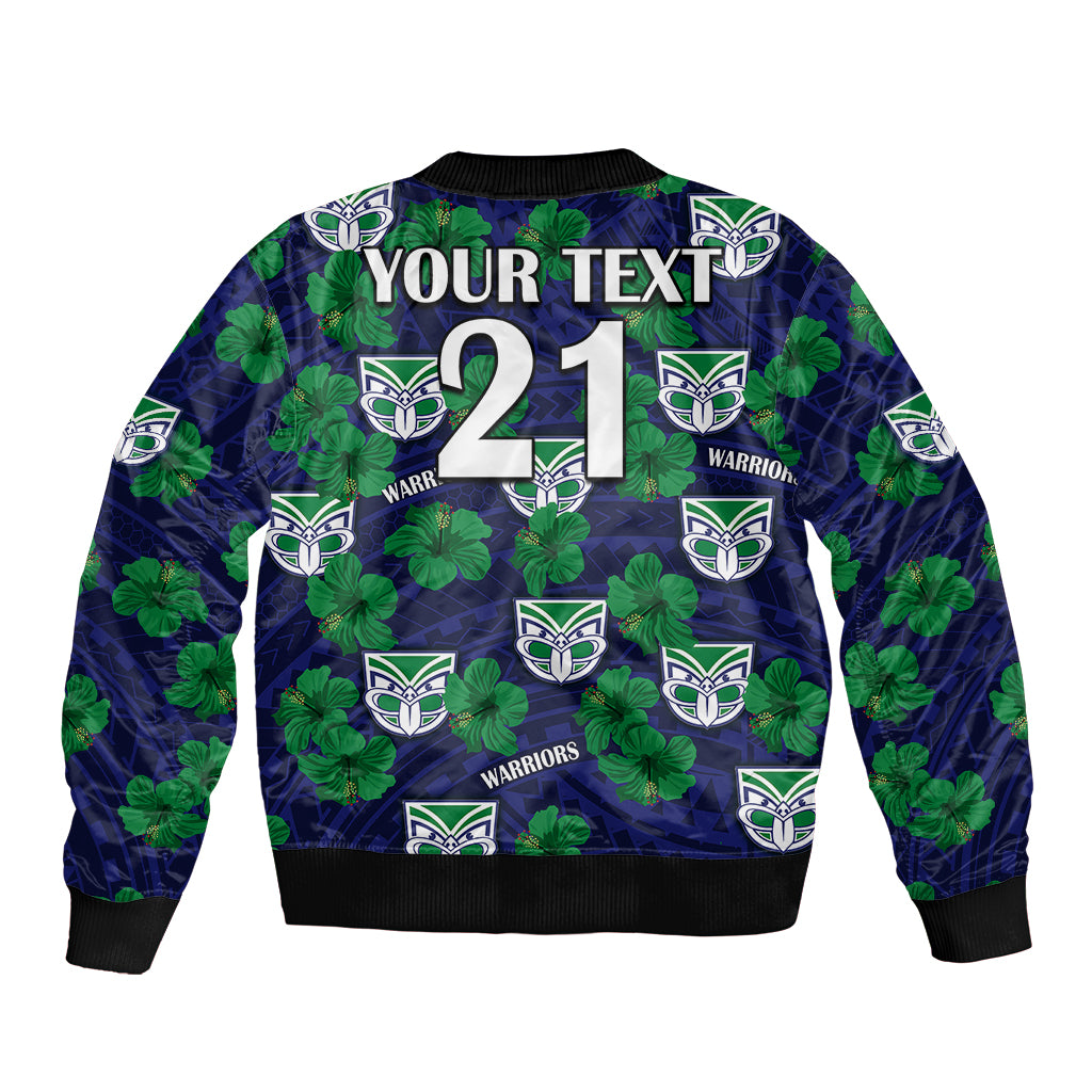 custom-text-and-number-new-zealand-warriors-rugby-bomber-jacket-polynesian-style-with-hibiscus