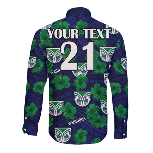 custom-text-and-number-new-zealand-warriors-rugby-long-sleeve-button-shirt-polynesian-style-with-hibiscus