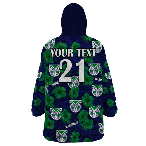 custom-text-and-number-new-zealand-warriors-rugby-wearable-blanket-hoodie-polynesian-style-with-hibiscus
