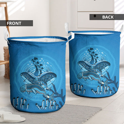 Aboriginal Ocean Dugong Laundry Basket Dot Art Dreamtime Tree of Life