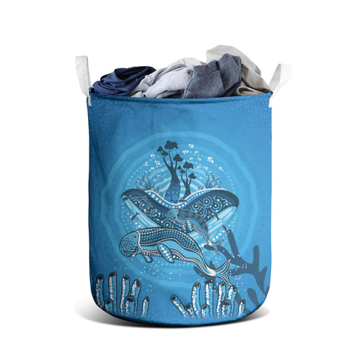 Aboriginal Ocean Dugong Laundry Basket Dot Art Dreamtime Tree of Life