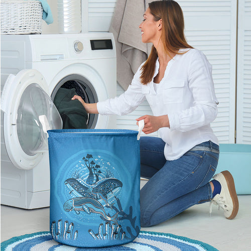 Aboriginal Ocean Dugong Laundry Basket Dot Art Dreamtime Tree of Life
