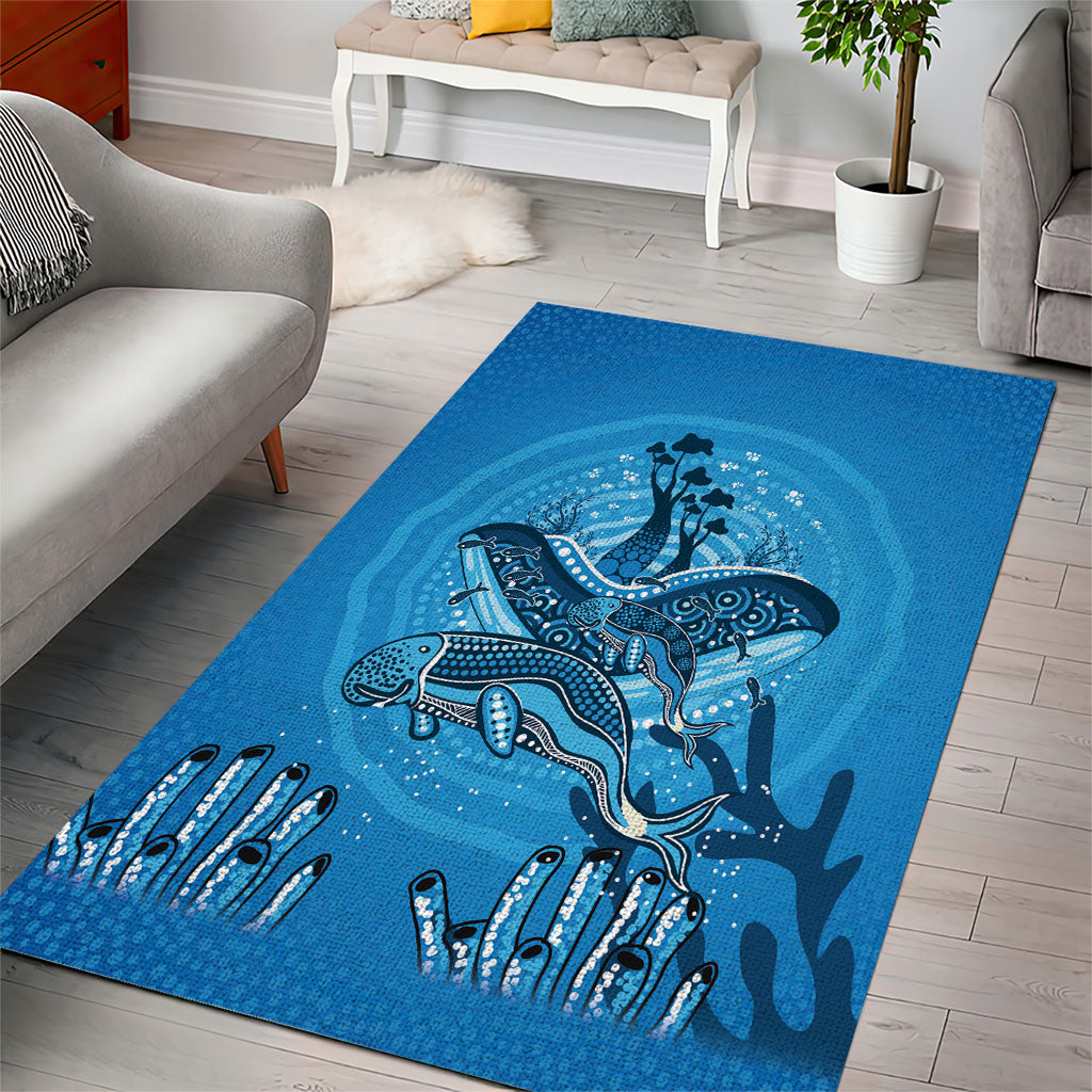 Aboriginal Ocean Dugong Area Rug Dot Art Dreamtime Tree of Life
