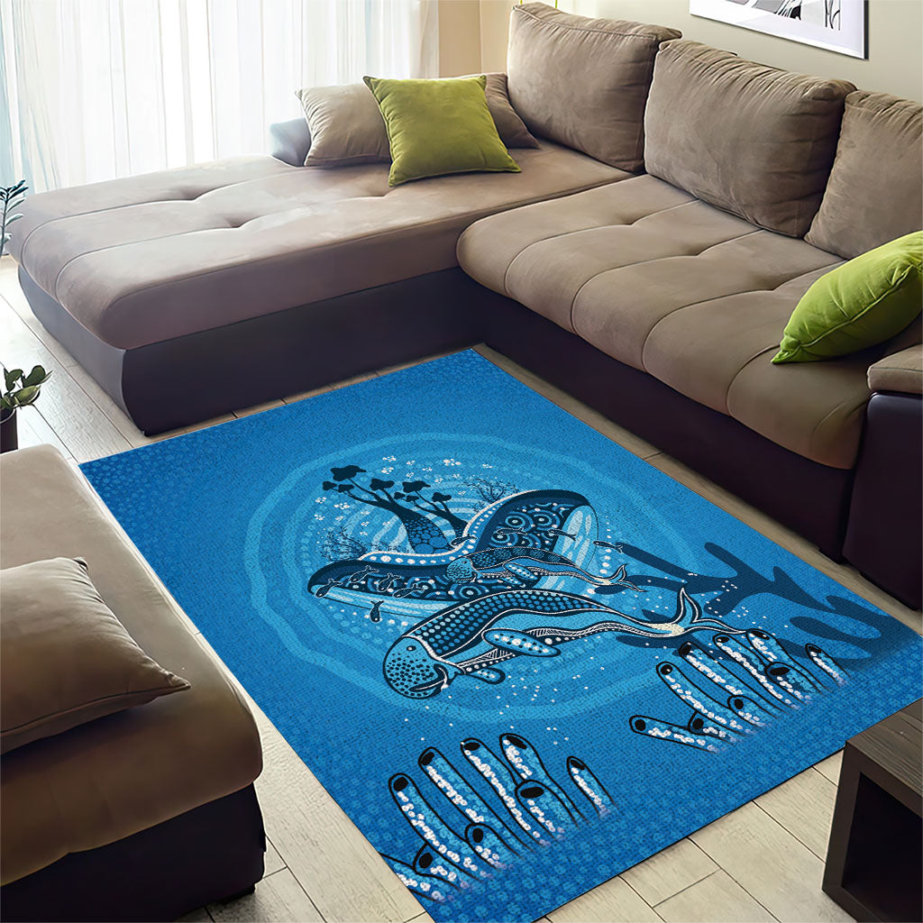 Aboriginal Ocean Dugong Area Rug Dot Art Dreamtime Tree of Life